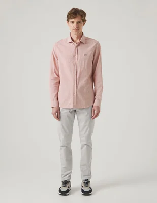 Camisa casual Scotta de lino manga larga para hombre