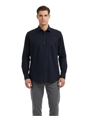Camisa casual Michel Blanc manga larga para hombre
