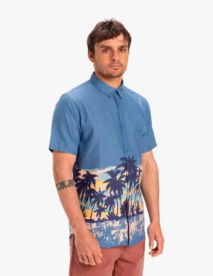 Camisa casual Quiksilver de algodón manga corta para hombre