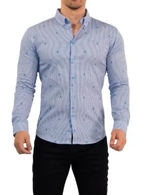 Camisa casual john leopard de algodón manga larga para hombre