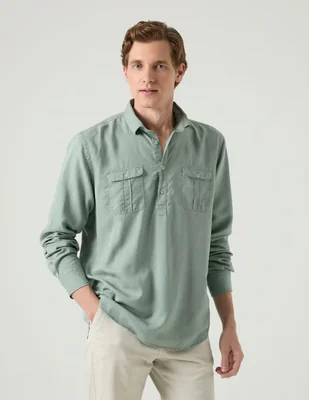 Camisa casual Scotta de algodón manga larga para hombre