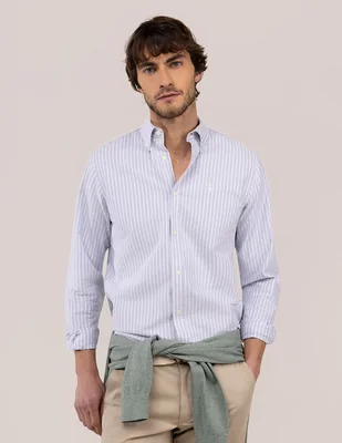 Camisa casual El Ganso de algodón manga larga para hombre