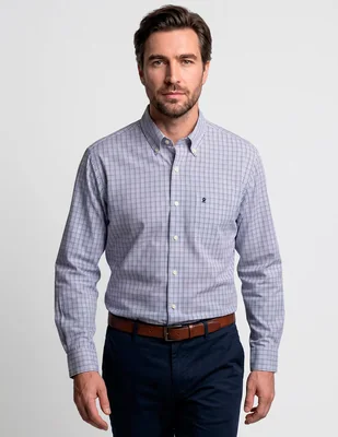 Camisa casual izod de algodón manga larga para hombre