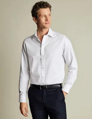 Camisa de vestir charles tyrwhitt de algodón manga larga para hombre