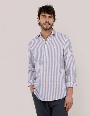 Camisa casual El Ganso de lino manga larga para hombre
