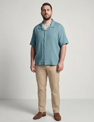 Camisa casual cubavera de algodón manga corta para hombre