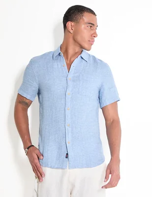 Camisa Casual Faherty De Algodón Manga Corta Para Hombre