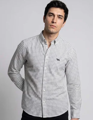 Camisa casual rodd & gunn de algodón manga larga para hombre