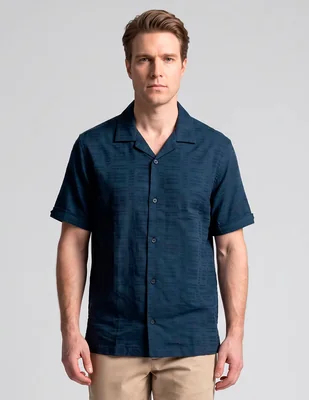 Camisa casual cubavera de algodón manga corta para hombre