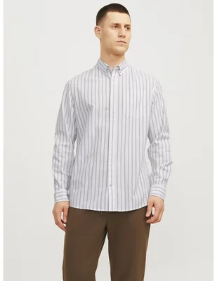 Camisa casual jack & jones de algodón manga larga para hombre