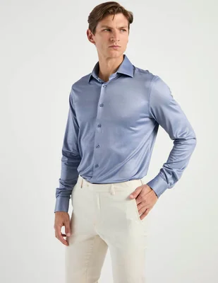 Camisa de vestir Zanetti de algodón manga larga para hombre