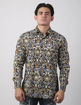 Camisa casual Benziny de algodón manga larga para hombre