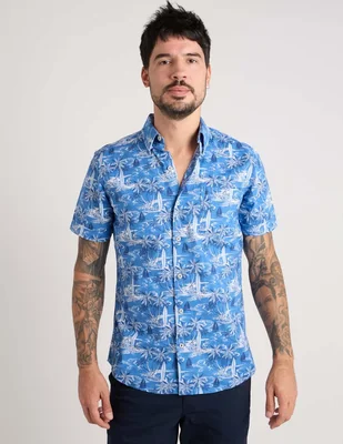 Camisa casual izod de algodón manga corta para hombre