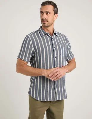 Camisa casual Jbe de algodón manga al codo para hombre