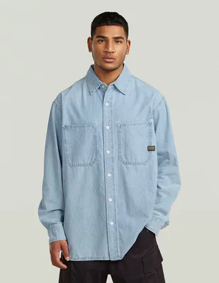 Camisa casual g-star de algodón manga larga para hombre