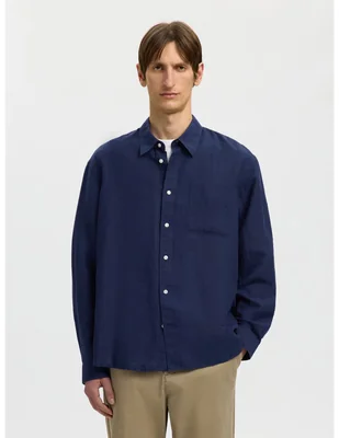 Camisa casual selected manga larga para hombre
