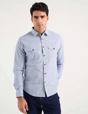 Camisa casual Jbe de algodón manga larga para hombre