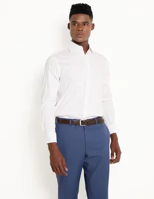 Camisa business casual Zanetti de algodón manga larga para hombre