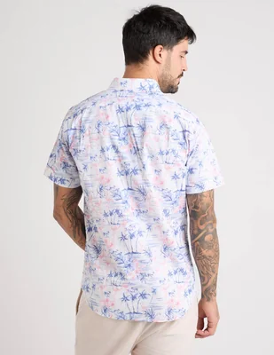 Camisa playa izod de algodón manga corta para hombre