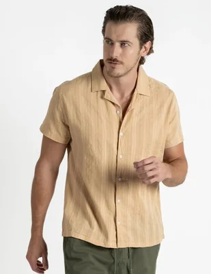 Camisa casual 98 Coast Av de algodón manga corta para hombre