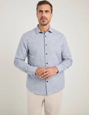 Camisa casual Jbe de algodón manga larga para hombre