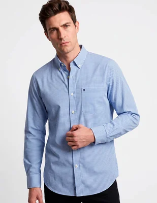 Camisa casual izod de algodón manga larga para hombre