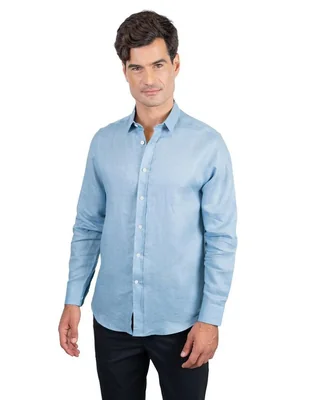 Camisa casual 98 Coast Av de lino manga larga para hombre
