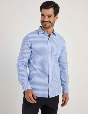 Camisa casual izod de algodón manga larga para hombre