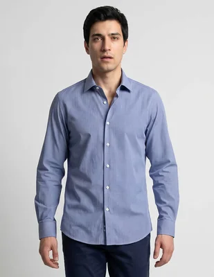 Camisa de vestir Zanetti de algodón manga larga para hombre