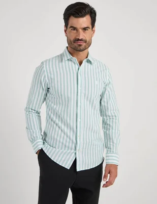 Camisa casual izod de algodón manga larga para hombre