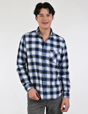 Camisa casual Supply de algodón manga larga para hombre