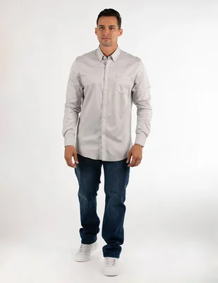 Camisa casual Oscar De La Renta de algodón manga larga para hombre