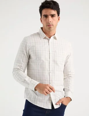 Camisa casual Jbe de algodón manga larga para hombre