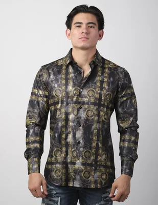 Camisa casual Benziny de algodón manga larga para hombre
