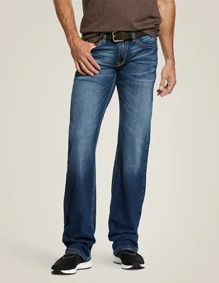 Jeans bota Ariat deslavado para hombre