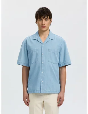 Camisa casual selected de algodón manga corta para hombre