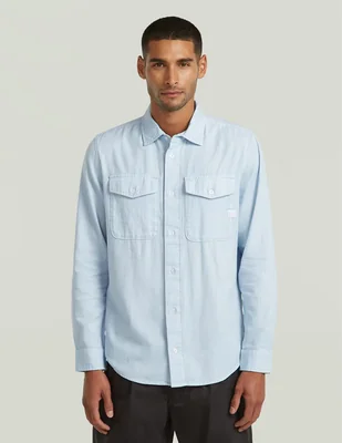 Camisa casual g-star de algodón manga larga para hombre