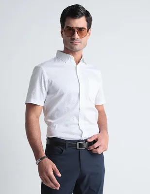 Camisa casual Faherty de algodón manga corta para hombre