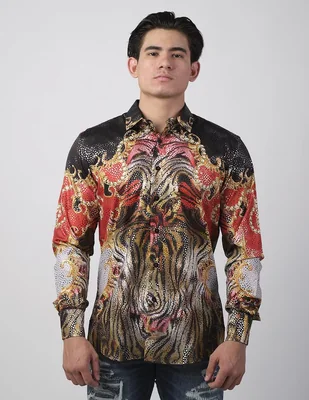 Camisa casual Benziny de algodón manga larga para hombre