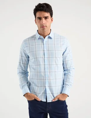Camisa casual Jbe de algodón manga larga para hombre