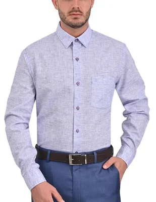 Camisa casual Sansabelt de poliéster y algodón manga larga para hombre