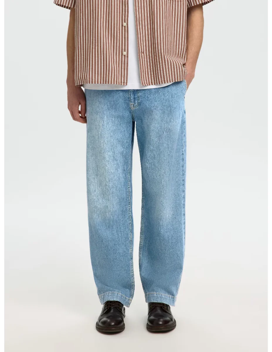 Jeans cargo bota selected deslavado para hombre