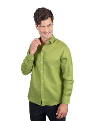 Camisa casual 98 Coast Av de lino manga larga para hombre