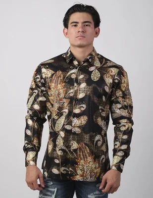 Camisa casual Benziny de algodón manga larga para hombre
