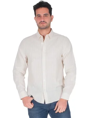 Camisa casual Generra de algodón y lino manga larga para hombre