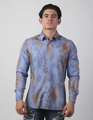 Camisa casual Benziny de algodón manga larga para hombre