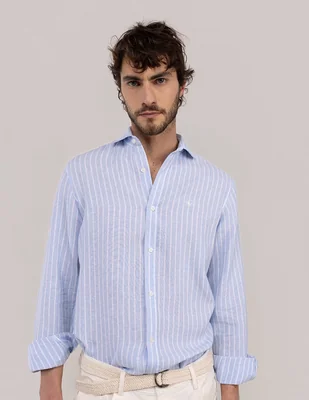 Camisa casual El Ganso de lino manga larga para hombre