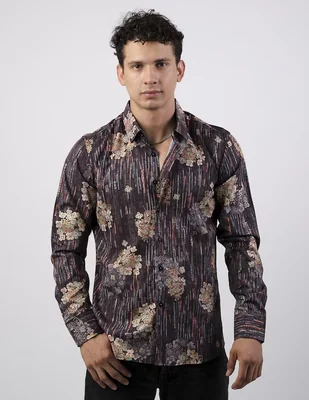 Camisa casual Benziny de algodón manga larga para hombre