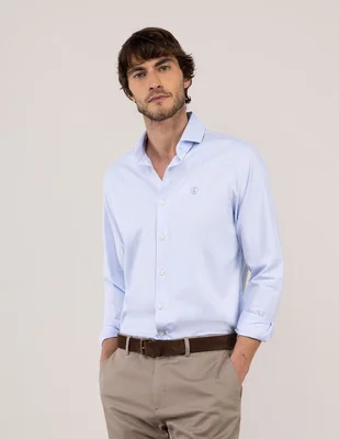 Camisa casual El Ganso de algodón manga larga para hombre