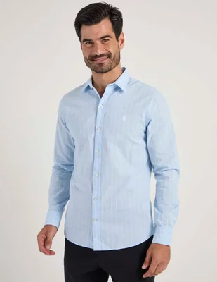 Camisa casual izod de algodón manga larga para hombre
